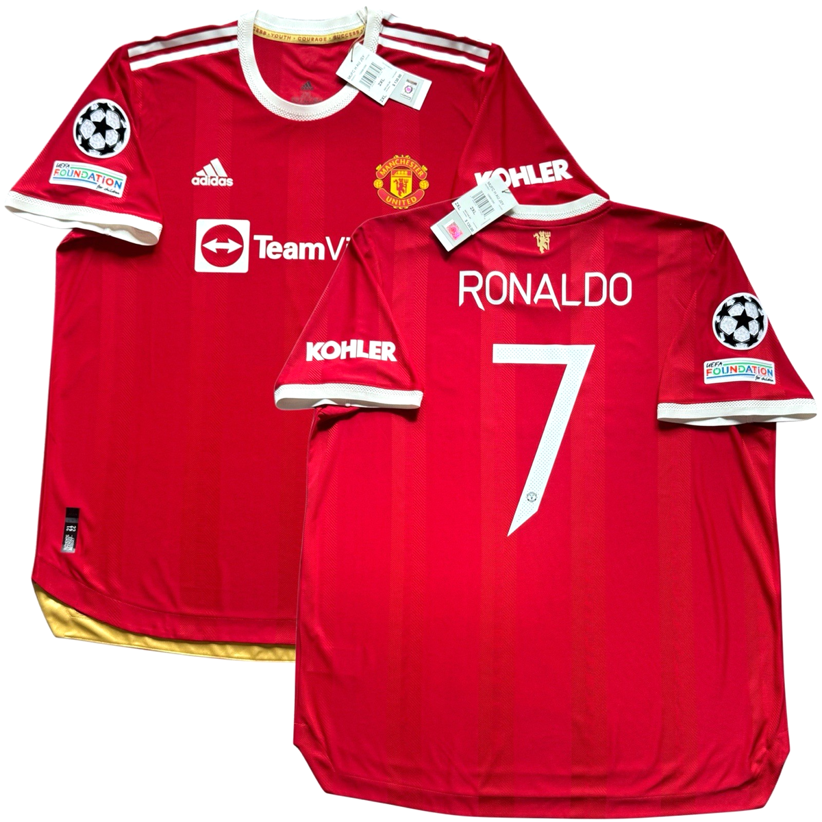 2021/22 Manchester United Authentic Home UCL Jersey #7 Ronaldo 2XL
