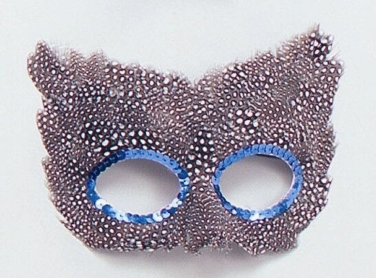 Speckled Black & White Feather Eye Mask Adult Fancy Dress Masquerade