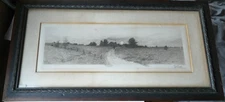 Antique EDWARD LOYAL FIELD Etching "House On The Prairie" Pencil Signed