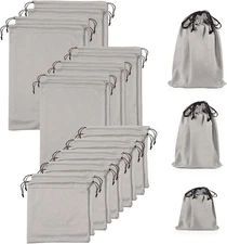 Hillban 20 Pcs Satin Game Toy Bags with Drawstring Silk S,M,L, Gray 