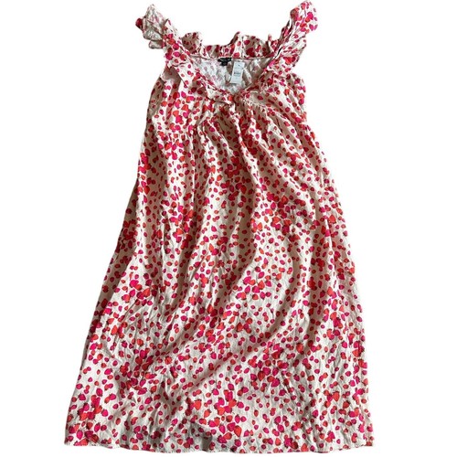 Vestido acampanado Ann Taylor mezcla lino fresa manga volantes 12 - Imagen 7 de 8