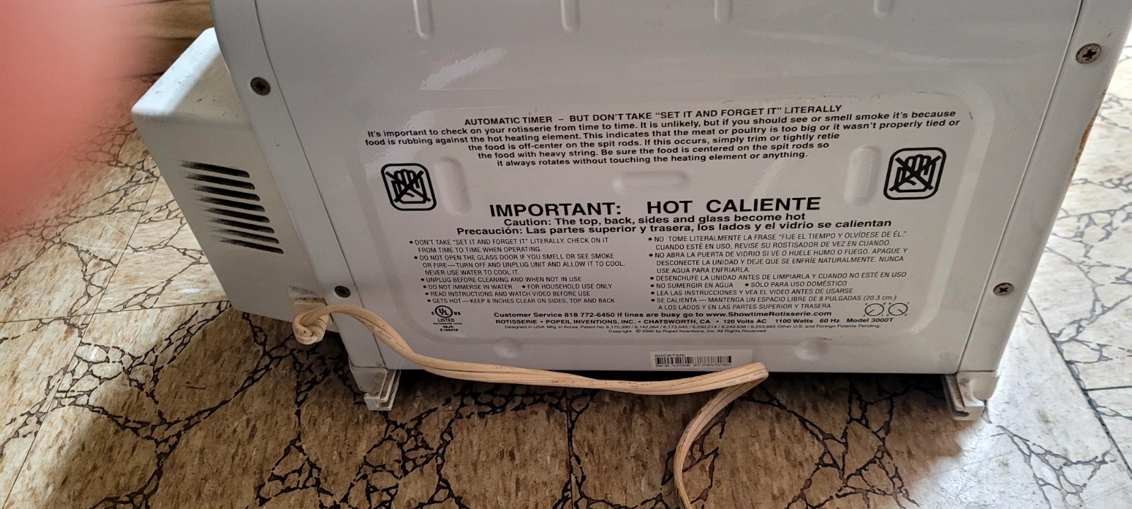 Rotisserie & BBQ Oven By Ronco Showtime Plus Compact  Model 3000 White Tested!