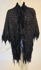 VICTORIAN 1870 S HEAVY JET BEADED DOLMAN VISITE CAPE W BUSTLE BACK REAR FRINGE