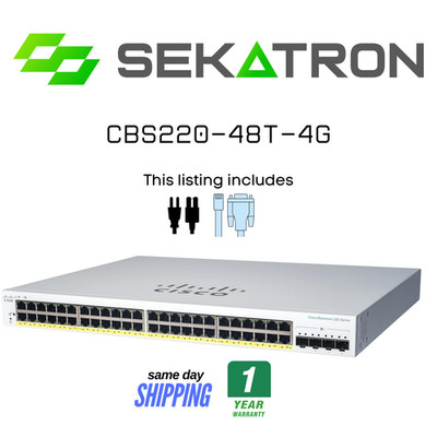   Cisco Refresh CBS220-48T-4G 48-Port Gig Switch w/ 4x1G SFP Uplinks  Fast Ship