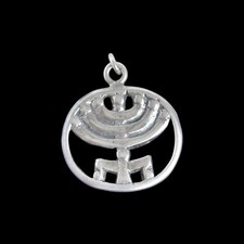 Vintage Sterling Silver Jewish Pendant Menorah Tablets Of Stone Judaica Jewels