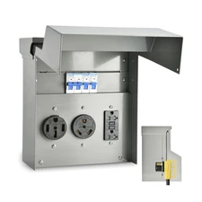 RV Electrical Panel w/Breaker 20 30 50 Amp Receptacle Weatherproof Power Outlet