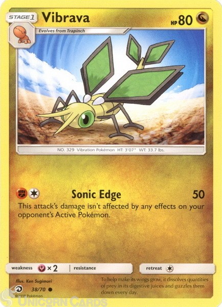 Vibrava 38/70 : Common Mint/Near Mint Pokemon Card : SM7.5: Dragon Majesty