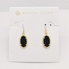 New Kendra Scott Lee Gold Drop Earrings In Black Drusy