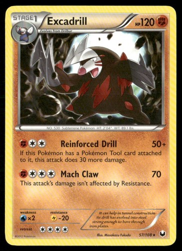Excadrill 57/108 Rare Dark Explorers Pokemon Damaged