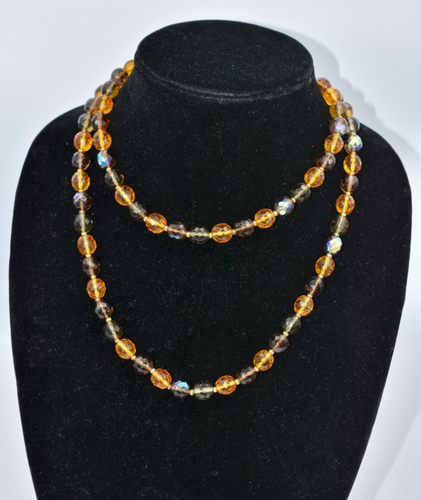 Joan Rivers 38" Long Topaz Aurora Borealis Czech Glass Beaded Statement Necklace