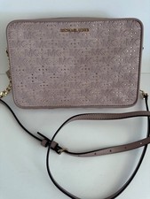 Bolso Bandolera Michael Kors Jet Set East West Rosa Fawn Lona Logo Nuevo con Etiquetas