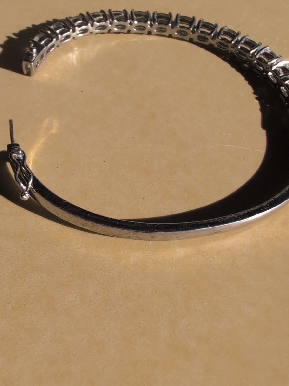 925 Sterling Solid Silver Clasp Closing Bangle Wo… - image 3