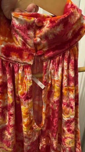 Free People Size Large Take A Break Orange Paisley Velvet Halter Top Red - Picture 3 of 5