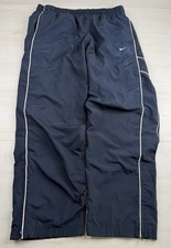 Vtg Nike Track Pants Lined Blue Windbreaker Ankle Zip Baggy Wide Leg 90s Y2K 2XL