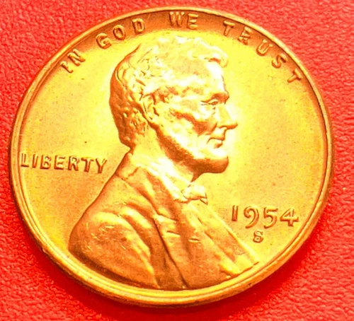 1954-S Lincoln Wheat Cent Penny GEM RED BU From an Original Bank Roll