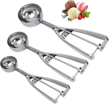 Cookie Scoop Set 3 Sizes Stainless Steel Ice Cream Dough Cupcake Scoop Tool