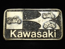 OF03152 VINTAGE 1970s KAWASAKI MOTORCYCLE COMPANY BRASSTONE BELT BUCKLE