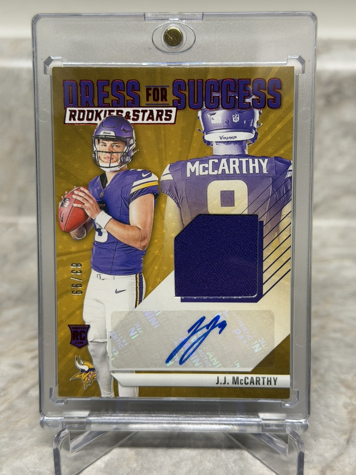 JJ McCarthy Panini Rookies & Stars Dress for Success Autograph Relics #DFSJMY Base