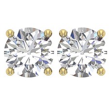 For Women VS F 1 Ct Solitaire Stud Earring Lab Grown Diamond Prong Set 14K Gold