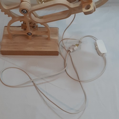 Wooden Gear Lamp Artistic Still Electric Table Light RARE - Picture 13 of 14