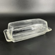 Pyrex Vintage Clear Glass Butter Dish With Li...