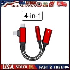 4-in-1 USB Type-C, Light-ning, to USB-C, 3.5mm AUX Audio Headphone Jack Adapter