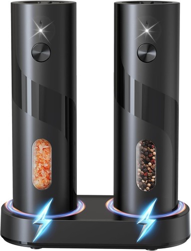 2PCS Electric Salt and Pepper Grinder Set Automatic Grinder w ...