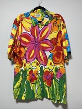 Vintage Jams World Hawaiian Aloha USA Floral Hibiscus Shirt Men  s Size XL