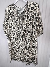 Max Studio Dress Womens M White Floral Boho Balloon Sleeve Knee Length NEW $168