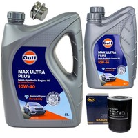 MotoröL Filter Set Gulf Max Ultra Plus 10W-40 7 Liter + Schraube FüR Fiat Ducato