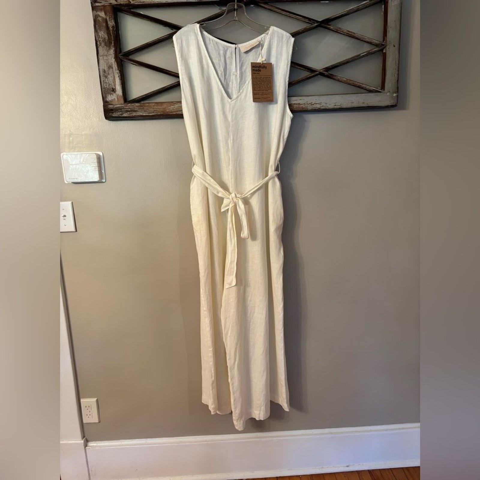 REISTOR SIZE XL2XL OFF WHITE BREAKFAST IN BED WIDE LEG 100% HEMP JUMPSUIT thumbnail 7