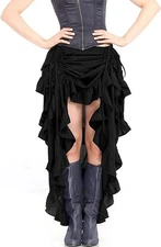 ThePirateDressing Women Steampunk Victorian High-Low Showgirl Skirt - Black