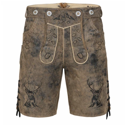 PAULGOS Herren Trachten Lederhose + Träger Echtes Leder, Kurz 3 Farben HK4 Antik - Bild 1 von 2