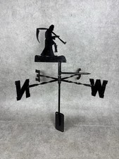 Vintage Old Father Time Grim Reaper Weathervane Wrought Iron Large