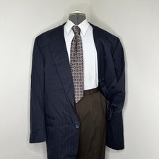 Y2K Tallia Mens 48XL Blazer Sport Coat Suit Jacket Navy Blue Stripe 2 Button USA