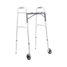 McKesson Aluminum 32 to 39" H Dual Release Folding Walker with Wheels up to 350