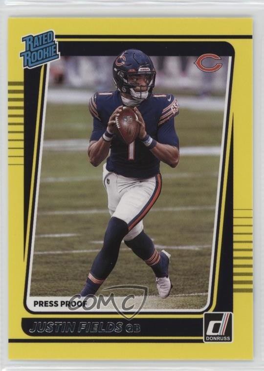 2021 Panini Donruss Rated Press Proof Yellow Justin Fields #253 Rookie RC 1o0y