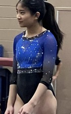 Gymnastics leotard Competition Blue and black 3/4 sleeve Ozone AS AM AL AXL A2XL