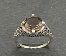 Rauchquarz  Ring 925er Silber  Antik Style  Gr. 59