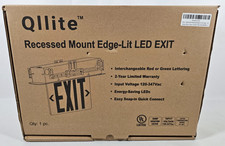 LED Exit Sign Edge-Lit Emergency Light Battery Backup Aluminum Housing Recessed