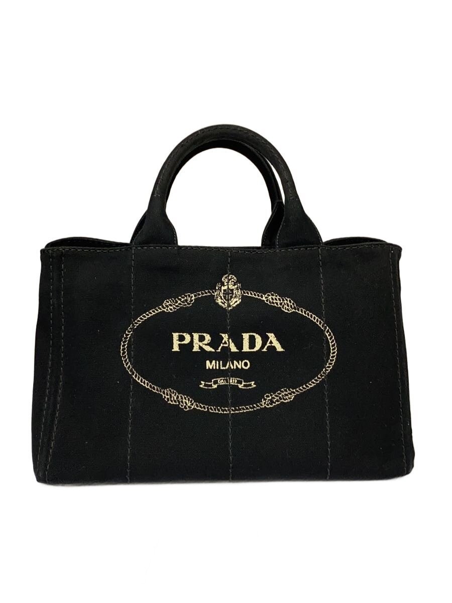 PRADA Tote Bag Canvas BLK Print