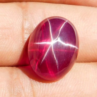 15.85Cts. Natural Red Ruby Star 6 Rays Oval Cabochon Loose Gemstone For Jewelry