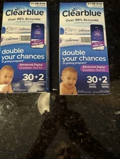 Lot of 2 (DOUBLE) Clearblue Advanced Digital Ovulation Test Kit 16 Ct ADOT 16