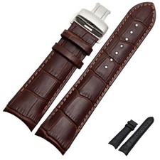 Brown Curved Strap Tissot T035 22, 23, 24mm In Crocodile/Alligator Grain