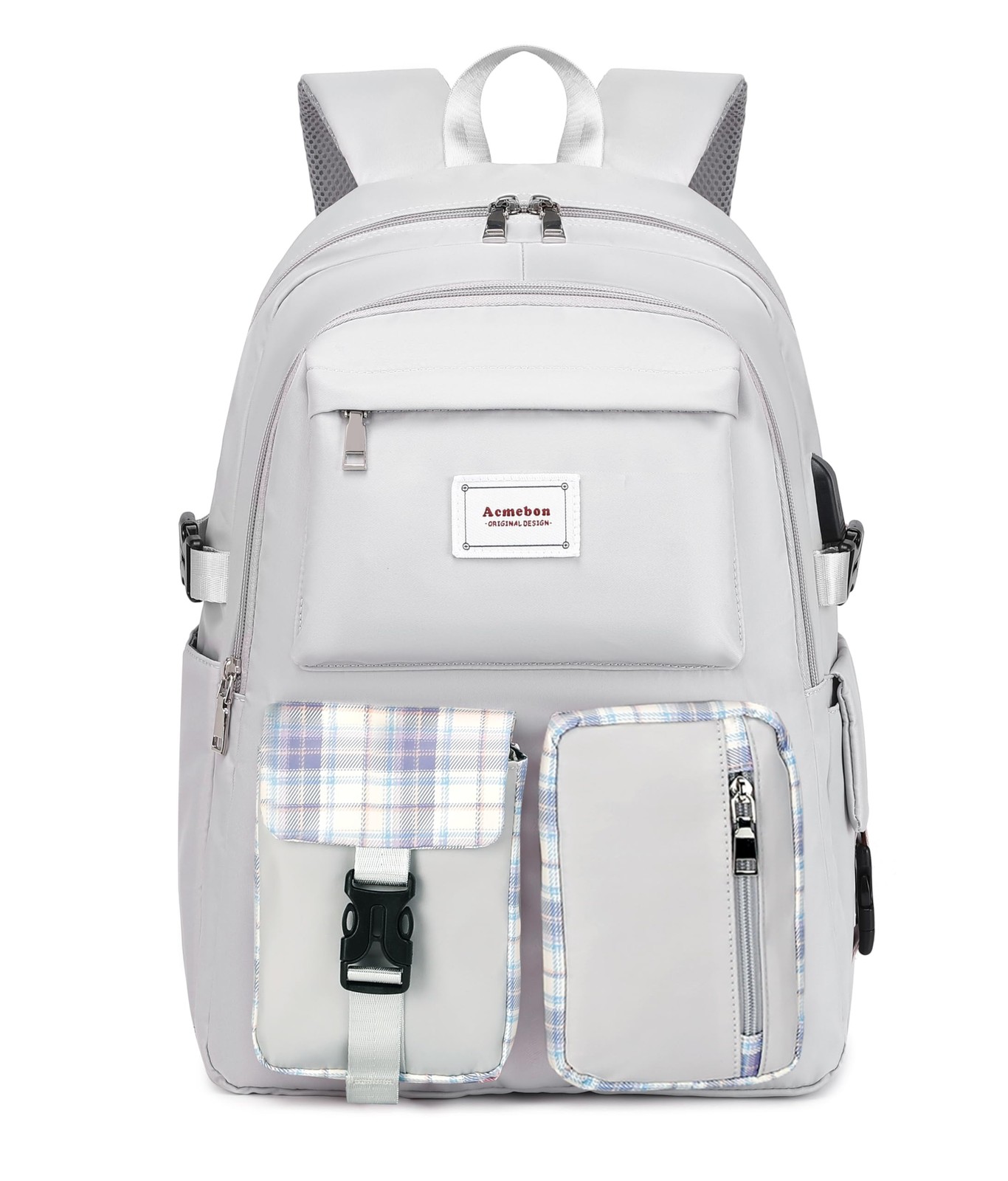 Stylish Grey Laptop Backpack for Women - Roomy & Casual Daily Use