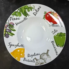 ChefElect Serving Pasta Bowl 12" Veg & Pasta names on Rim Multicolor