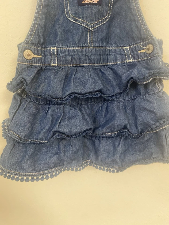 Mameluco jersey vintage Jordache de mezclilla azul con volantes para niñas pequeñas talla 3T Foto 3 de 4
