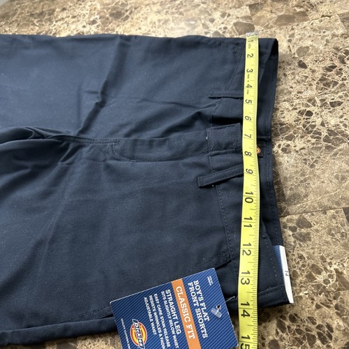 Dickies Boys Shorts Size 14 Navy Classic Fit Straight Flat Front - Picture 8 of 9