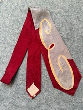 vintage 1940s 1950s rayon swing tie necktie w monogram letter E by haband