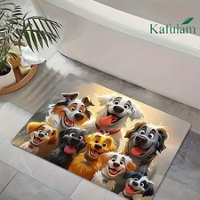 Cartoon Funny Dog Bath Mat  Flannel, Soft And Comfortable, Machine Washable,